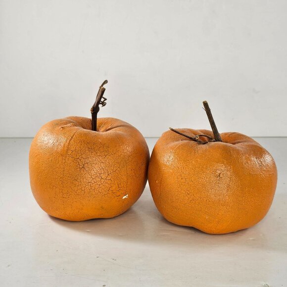 Natalie Silitch Folk Art Pumpkin Rustic Wooden Stem Crackle Canvas Set Of 3 - Picture 10 of 12